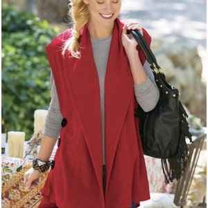 Soft Surroundings Red Mesa Button Sides Open Front Cardigan Vest  Womens Small